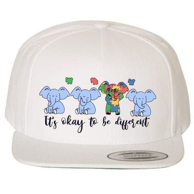 Its Okay To Be Different Funny Elephant Autism Awareness Month Wool Snapback Cap