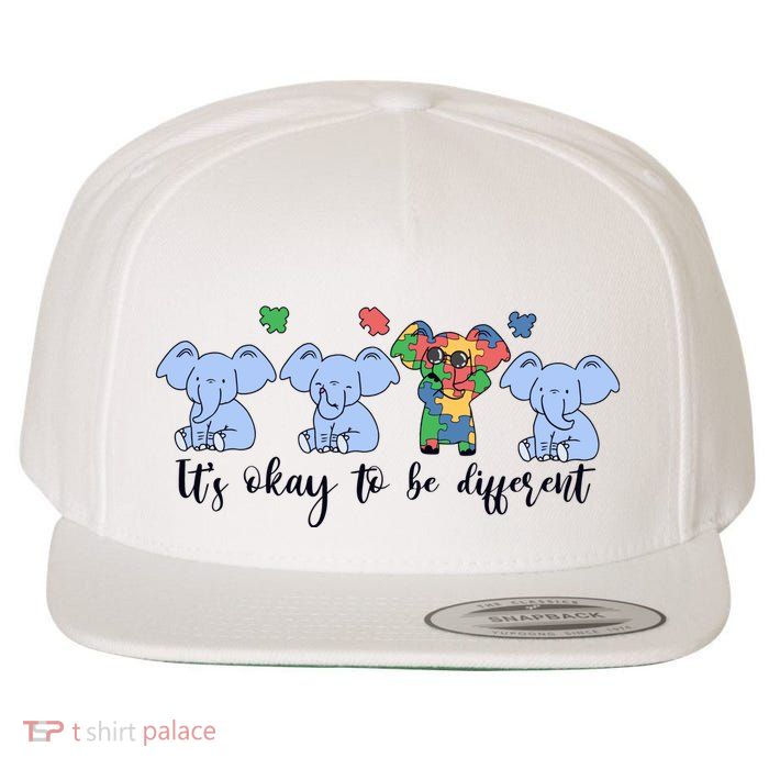 Its Okay To Be Different Funny Elephant Autism Awareness Month Wool Snapback Cap