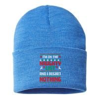 I'm On The Naughty List And I Regret Nothing Xmas Funny Cool Gift Sustainable Knit Beanie