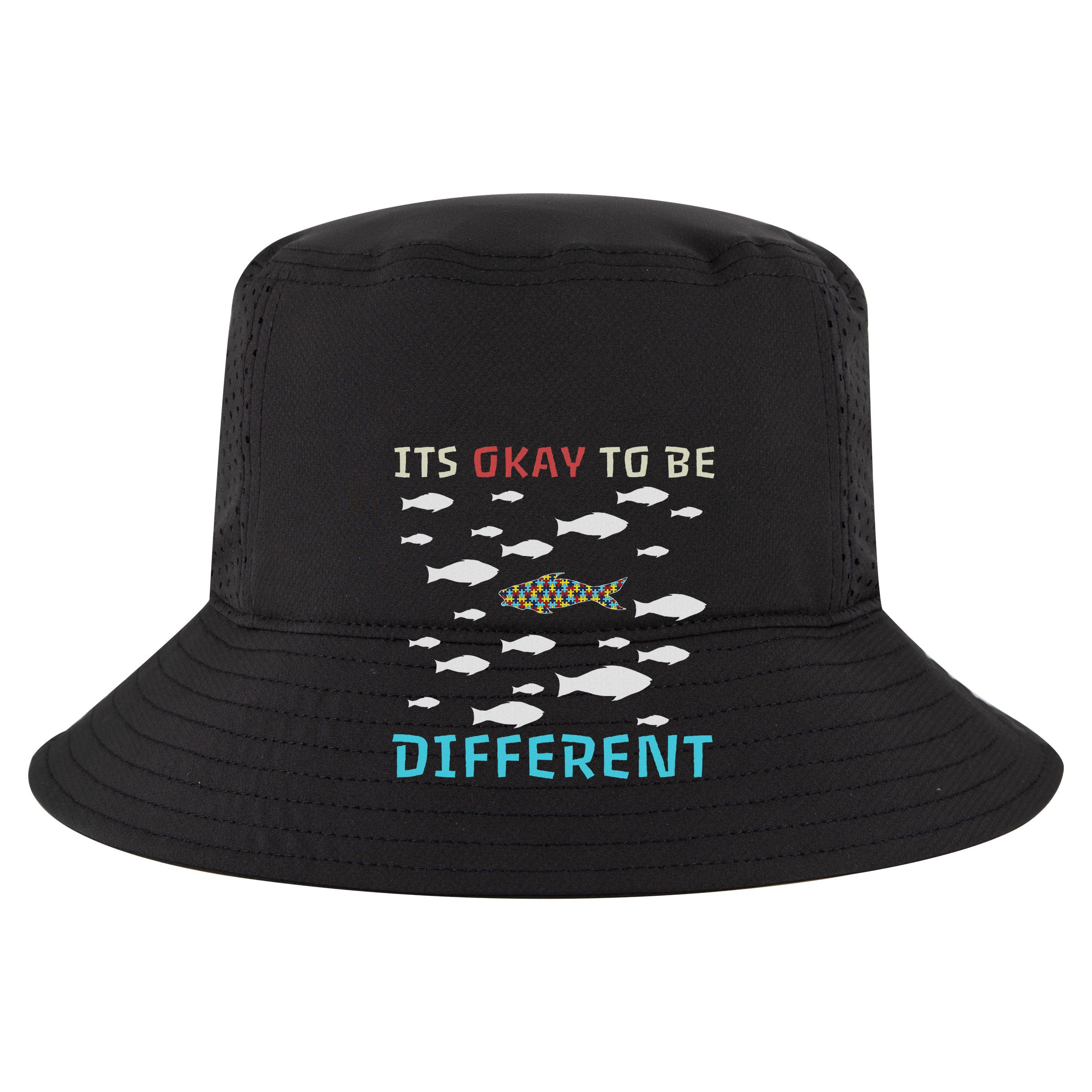 It's Okay To Be Different Fish Autism Awareness Month 7 Panel Mesh Trucker Snapback Hat