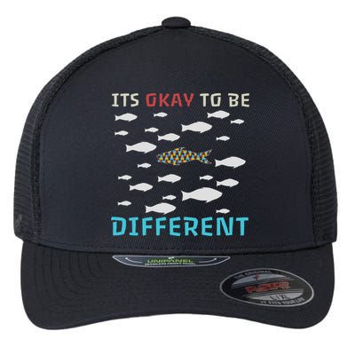It's Okay To Be Different Fish Autism Awareness Month Flexfit Unipanel Trucker Cap