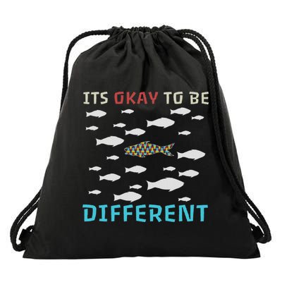 It's Okay To Be Different Fish Autism Awareness Month Drawstring Bag
