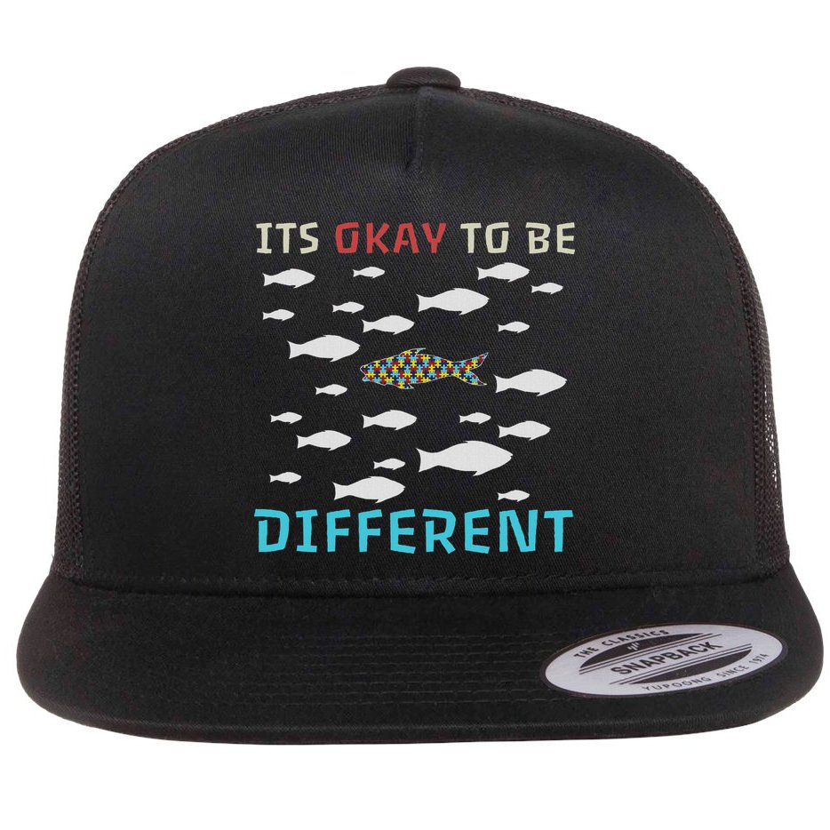 It's Okay To Be Different Fish Autism Awareness Month Flat Bill Trucker Hat