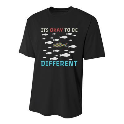 It's Okay To Be Different Fish Autism Awareness Month Youth Performance Sprint T-Shirt