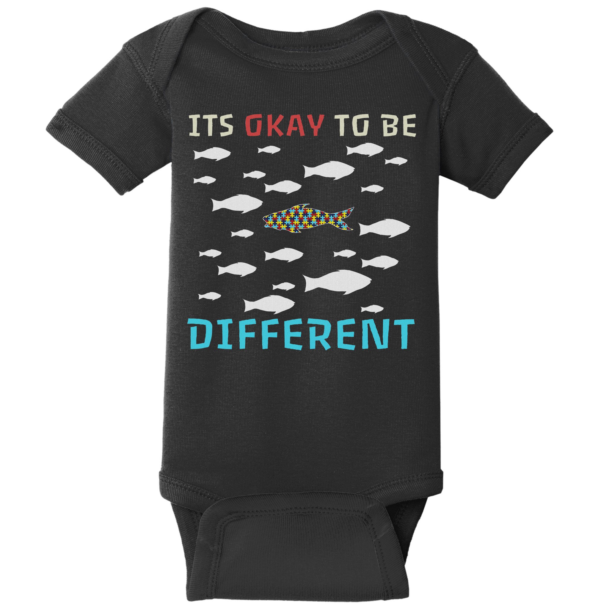 It's Okay To Be Different Fish Autism Awareness Month Baby Bodysuit
