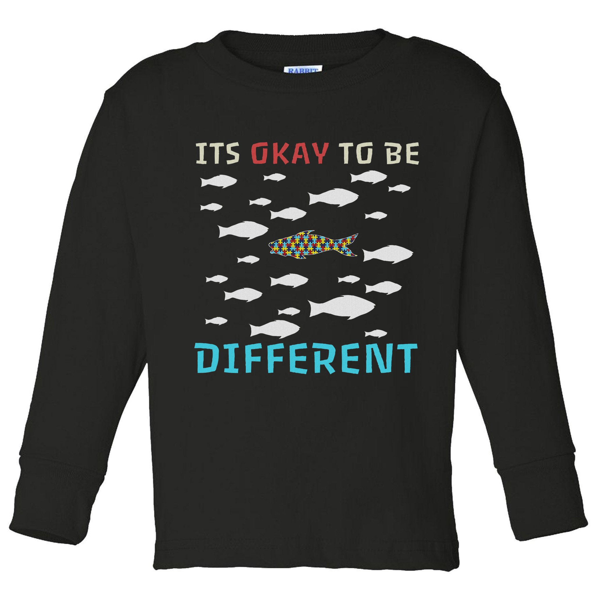 It's Okay To Be Different Fish Autism Awareness Month Toddler Long Sleeve Shirt