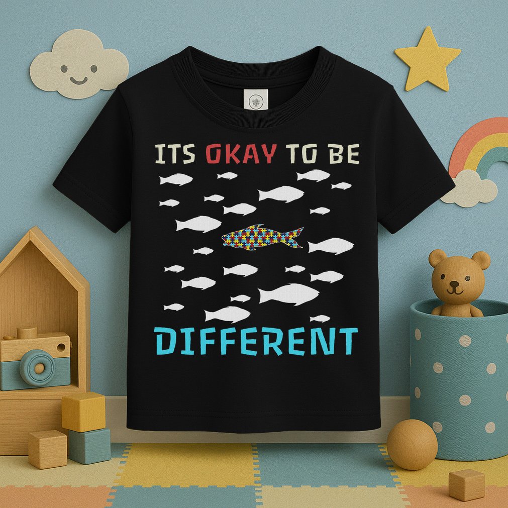 It's Okay To Be Different Fish Autism Awareness Month Toddler T-Shirt