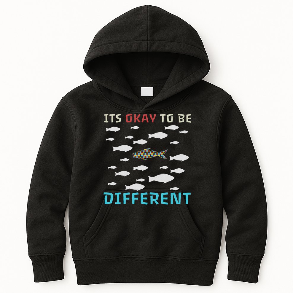 It's Okay To Be Different Fish Autism Awareness Month Kids Hoodie