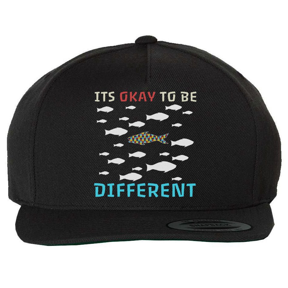 It's Okay To Be Different Fish Autism Awareness Month Wool Snapback Cap