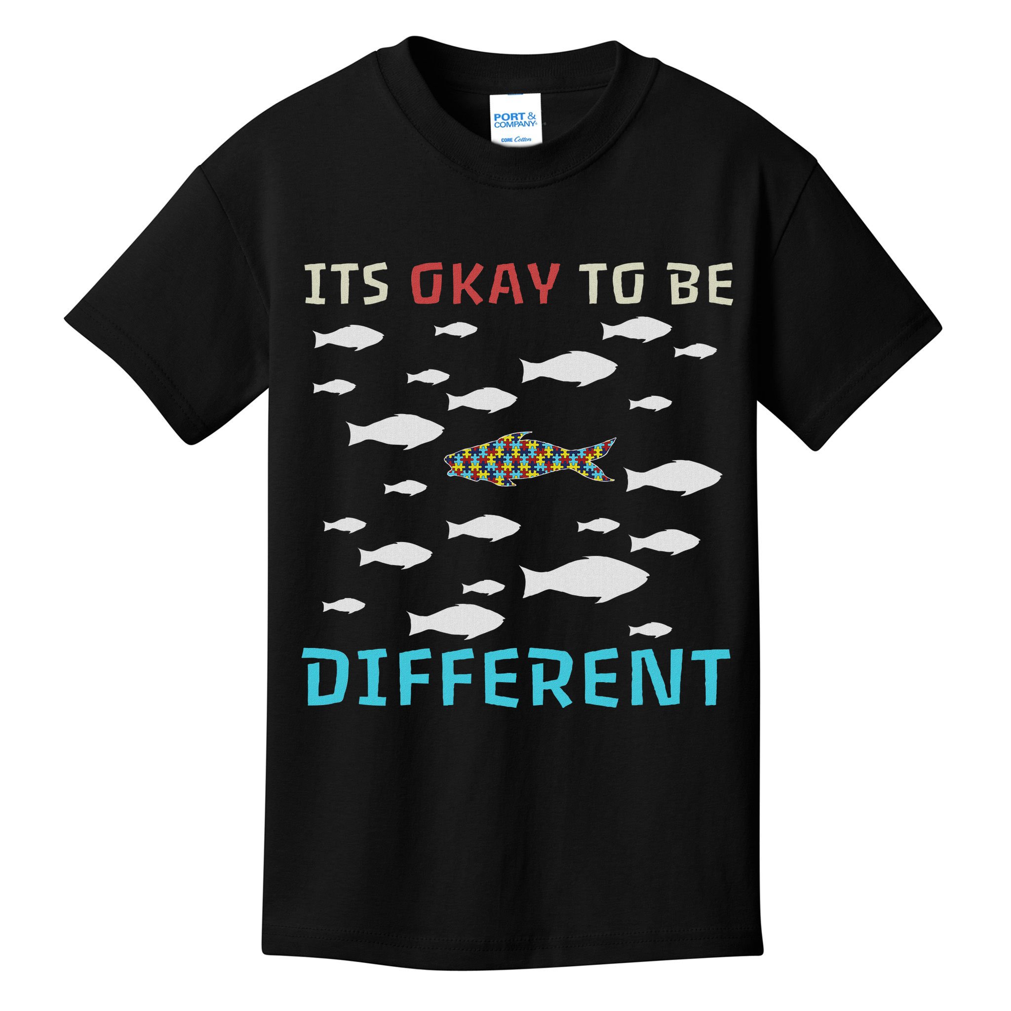 It's Okay To Be Different Fish Autism Awareness Month Kids T-Shirt