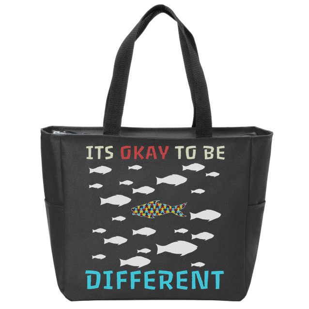 It's Okay To Be Different Fish Autism Awareness Month Zip Tote Bag