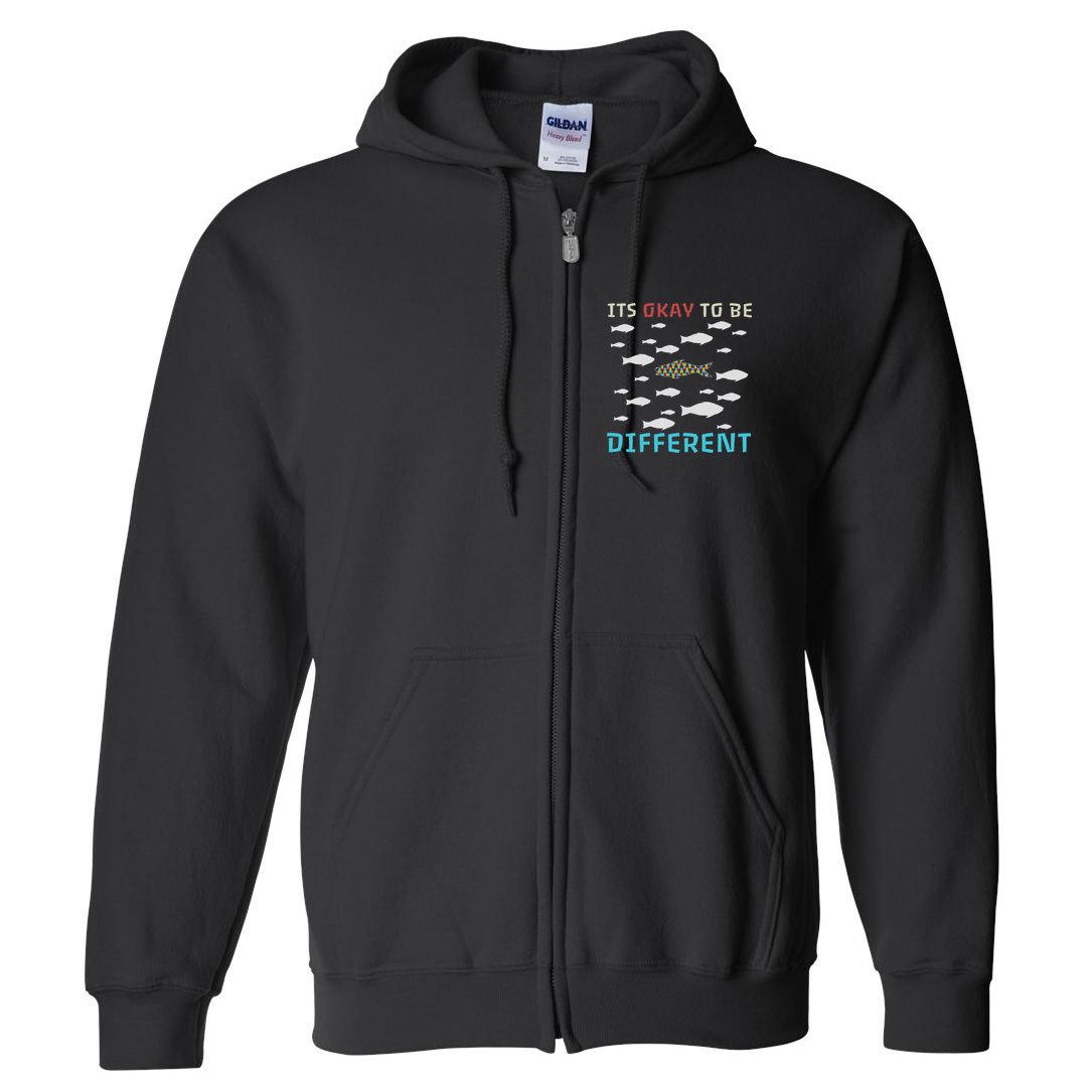 It's Okay To Be Different Fish Autism Awareness Month Full Zip Hoodie