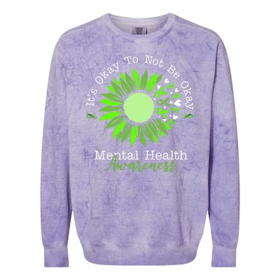 Its Okay To Not Be Okay Mental Health Awareness Sunflower Ribbon Colorblast Crewneck Sweatshirt