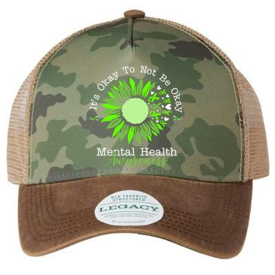 Its Okay To Not Be Okay Mental Health Awareness Sunflower Ribbon Legacy Tie Dye Trucker Hat