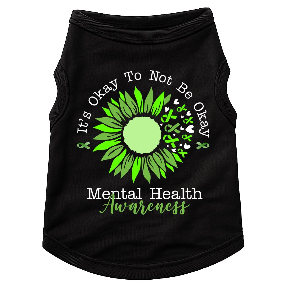 Its Okay To Not Be Okay Mental Health Awareness Sunflower Ribbon Doggie Tank