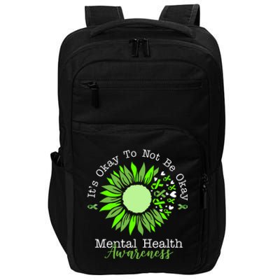 Its Okay To Not Be Okay Mental Health Awareness Sunflower Ribbon Impact Tech Backpack