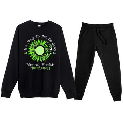 Its Okay To Not Be Okay Mental Health Awareness Sunflower Ribbon Premium Crewneck Sweatsuit Set