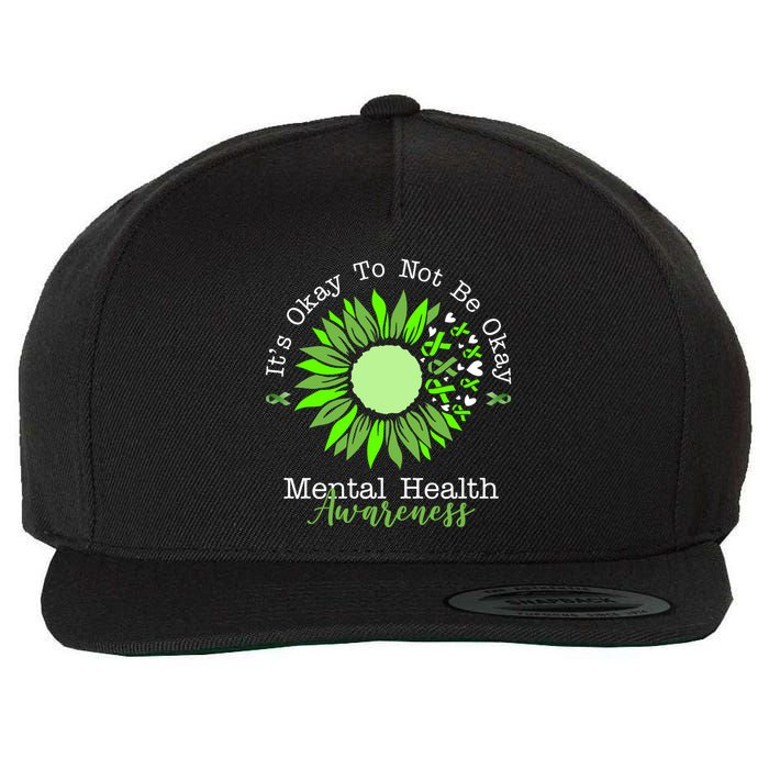 Its Okay To Not Be Okay Mental Health Awareness Sunflower Ribbon Wool Snapback Cap