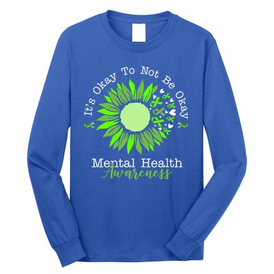 Its Okay To Not Be Okay Mental Health Awareness Sunflower Ribbon Long Sleeve Shirt