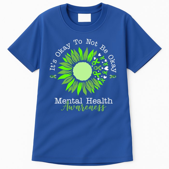 Its Okay To Not Be Okay Mental Health Awareness Sunflower Ribbon Tall T-Shirt