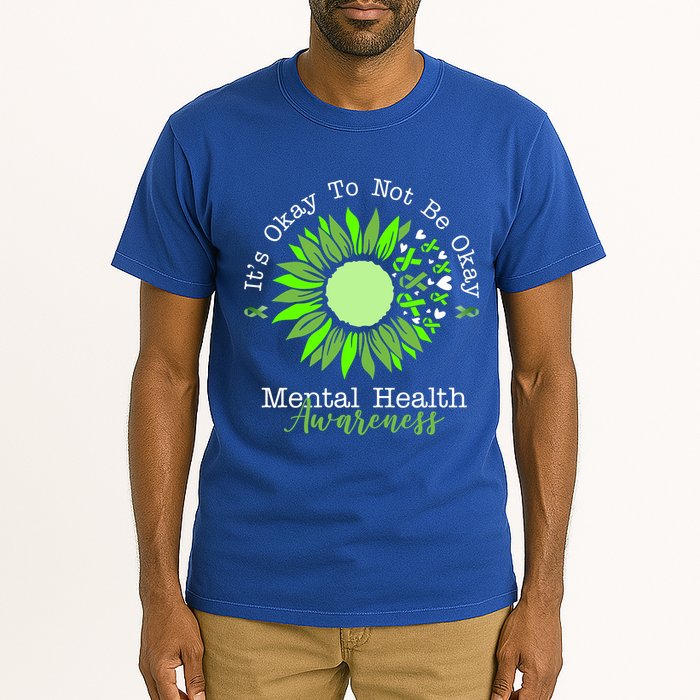 Its Okay To Not Be Okay Mental Health Awareness Sunflower Ribbon Tall T-Shirt