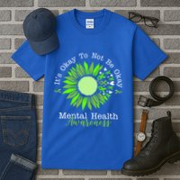 Its Okay To Not Be Okay Mental Health Awareness Sunflower Ribbon Tall T-Shirt