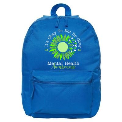 Its Okay To Not Be Okay Mental Health Awareness Sunflower Ribbon 16 in Basic Backpack