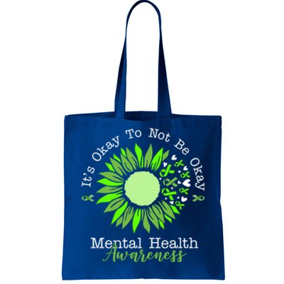 Its Okay To Not Be Okay Mental Health Awareness Sunflower Ribbon Tote Bag