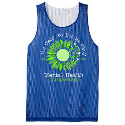 Its Okay To Not Be Okay Mental Health Awareness Sunflower Ribbon Mesh Reversible Basketball Jersey Tank