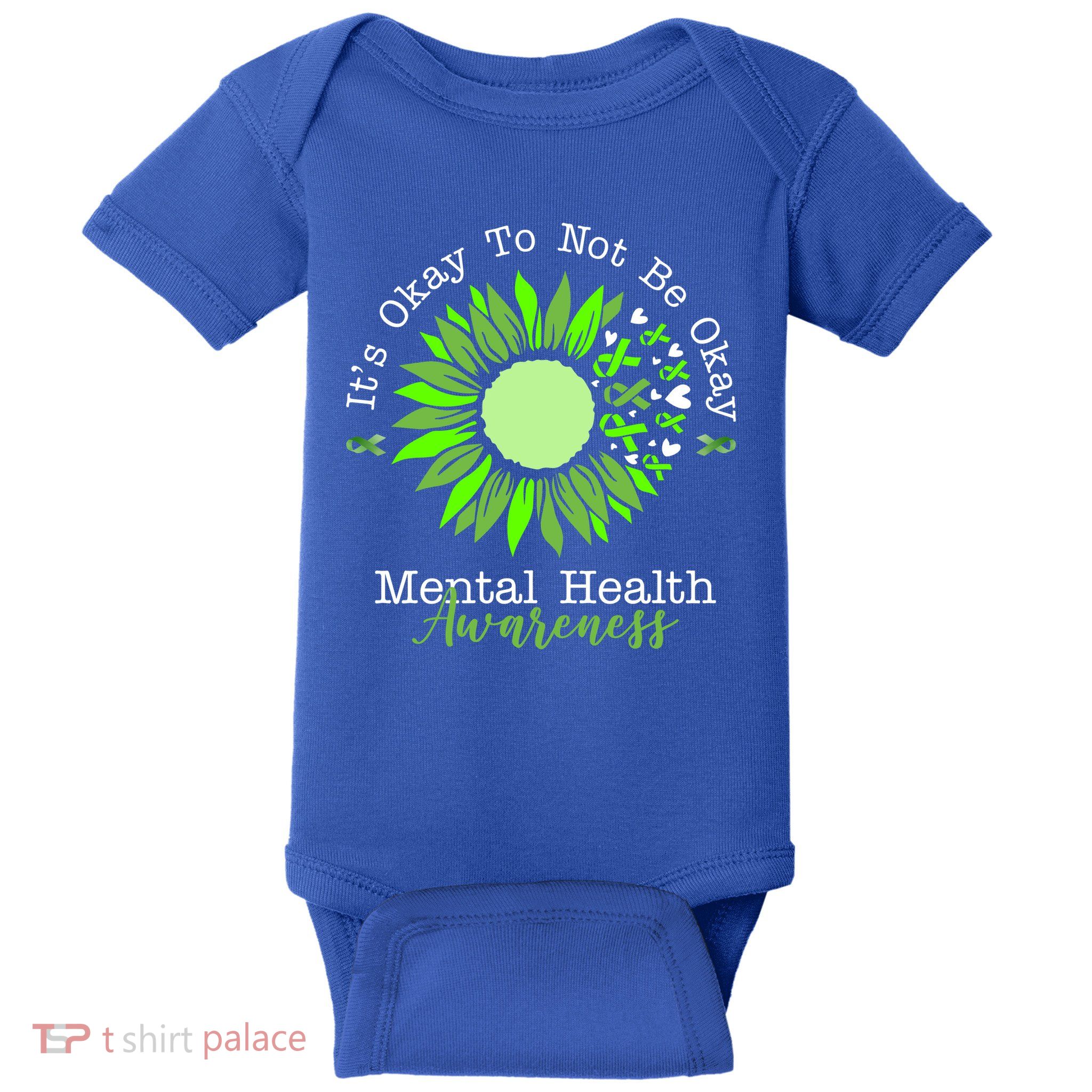 Its Okay To Not Be Okay Mental Health Awareness Sunflower Ribbon Baby Bodysuit