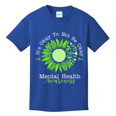 Its Okay To Not Be Okay Mental Health Awareness Sunflower Ribbon Kids T-Shirt