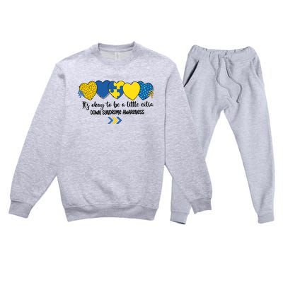 Its Okay To Be A Little Extra Png Word Down Syndrome Premium Crewneck Sweatsuit Set