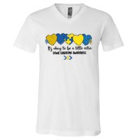 Its Okay To Be A Little Extra Png Word Down Syndrome V-Neck T-Shirt