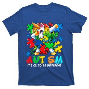 It’S Ok To Be Different Autism Awareness Dabbing Unicorn Meaningful Gift T-Shirt