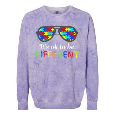 It's Ok To Be Different Sunglasses Be Kind Autism Aware Colorblast Crewneck Sweatshirt