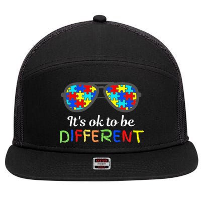 It's Ok To Be Different Sunglasses Be Kind Autism Aware 7 Panel Mesh Trucker Snapback Hat