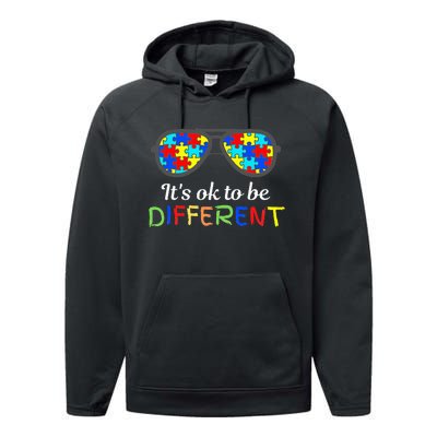 It's Ok To Be Different Sunglasses Be Kind Autism Aware Performance Fleece Hoodie