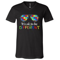 It's Ok To Be Different Sunglasses Be Kind Autism Aware V-Neck T-Shirt