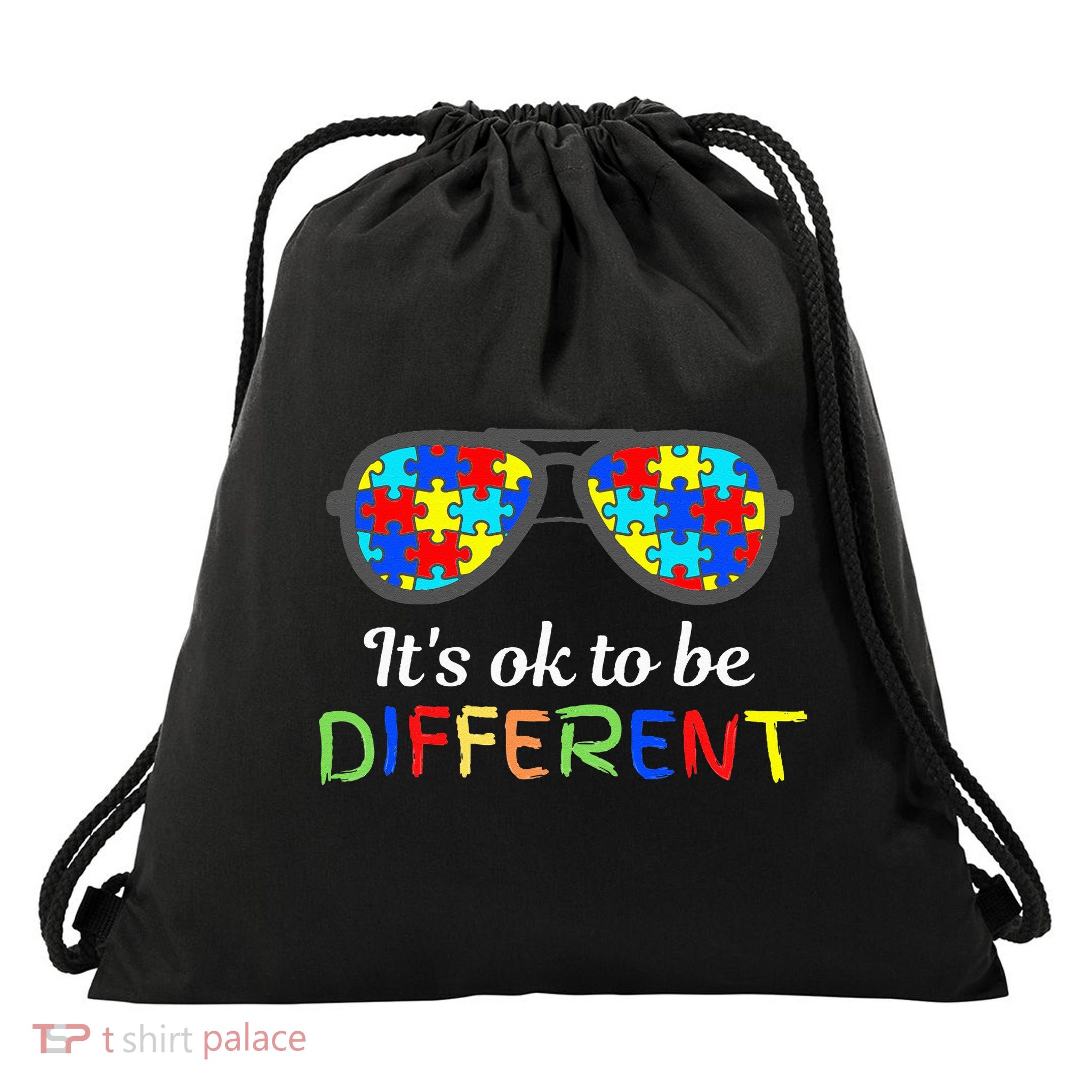 It's Ok To Be Different Sunglasses Be Kind Autism Aware Drawstring Bag