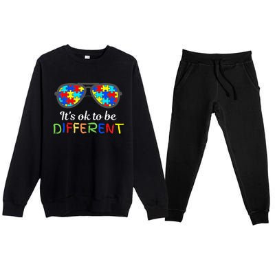 It's Ok To Be Different Sunglasses Be Kind Autism Aware Premium Crewneck Sweatsuit Set