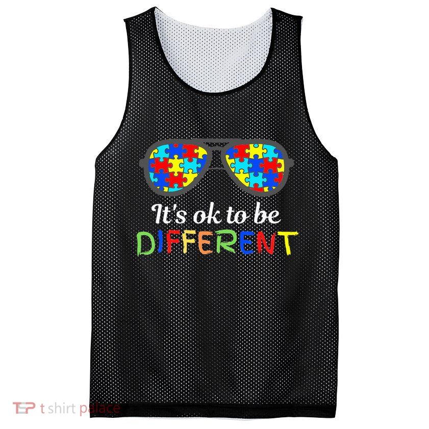 It's Ok To Be Different Sunglasses Be Kind Autism Aware Mesh Reversible Basketball Jersey Tank