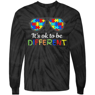 It's Ok To Be Different Sunglasses Be Kind Autism Aware Tie-Dye Long Sleeve Shirt