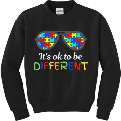 It's Ok To Be Different Sunglasses Be Kind Autism Aware Kids Sweatshirt