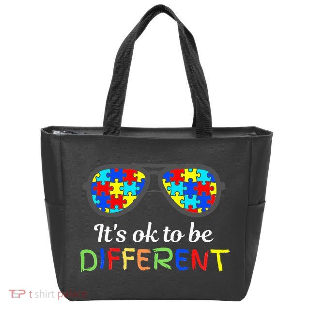 It's Ok To Be Different Sunglasses Be Kind Autism Aware Zip Tote Bag