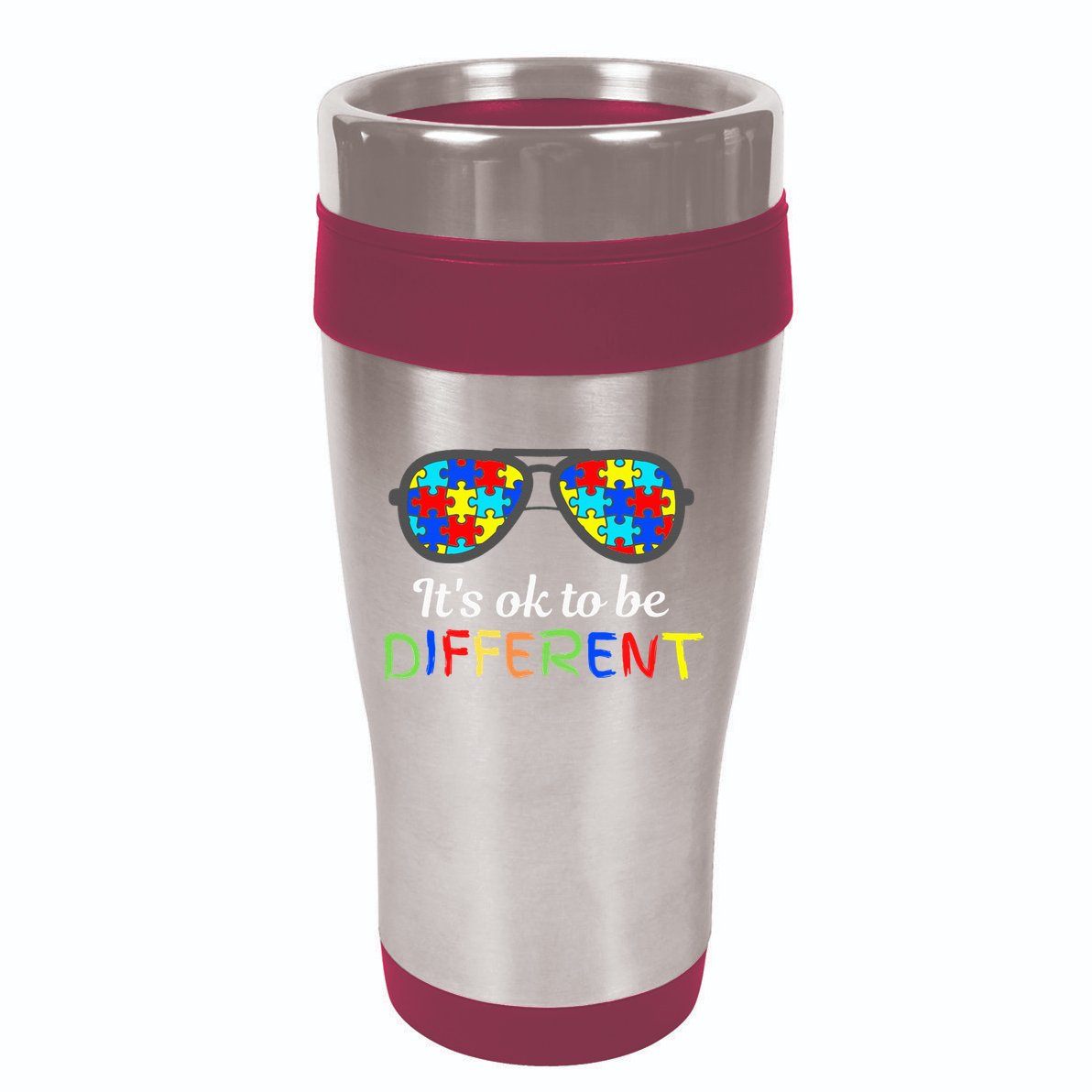 It's Ok To Be Different Sunglasses Be Kind Autism Aware 16oz Travel Tumbler