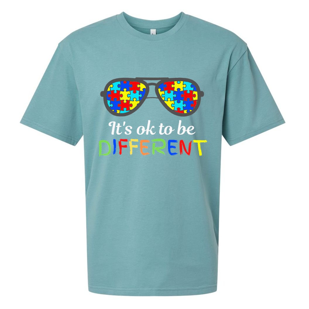 It's Ok To Be Different Sunglasses Be Kind Autism Aware Sueded Cloud Jersey T-Shirt