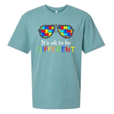 It's Ok To Be Different Sunglasses Be Kind Autism Aware Sueded Cloud Jersey T-Shirt