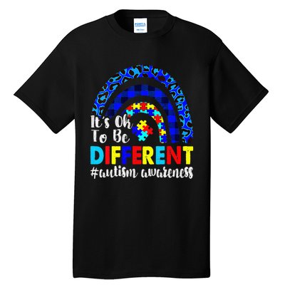 It's Ok To Be Different Autism Awareness Leopard Rainbow Tall T-Shirt