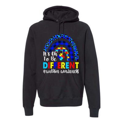 It's Ok To Be Different Autism Awareness Leopard Rainbow Premium Hoodie