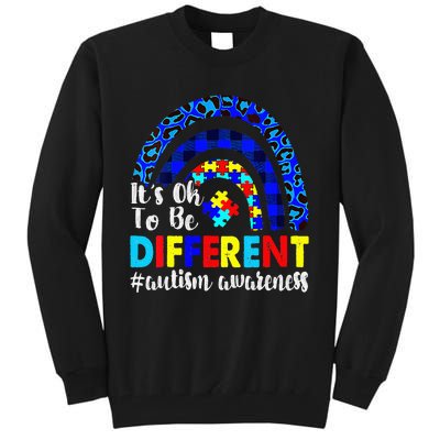 It's Ok To Be Different Autism Awareness Leopard Rainbow Tall Sweatshirt